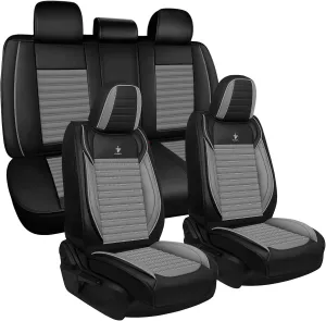 Seat Covers 5 Seats Custom Fit for Buick Regal 2011-2017, Standard Waterproof Car Seat Cover, Breathable and Comfortable Leather Cushion Cover, Auto Interior Accessories (Black Gray)