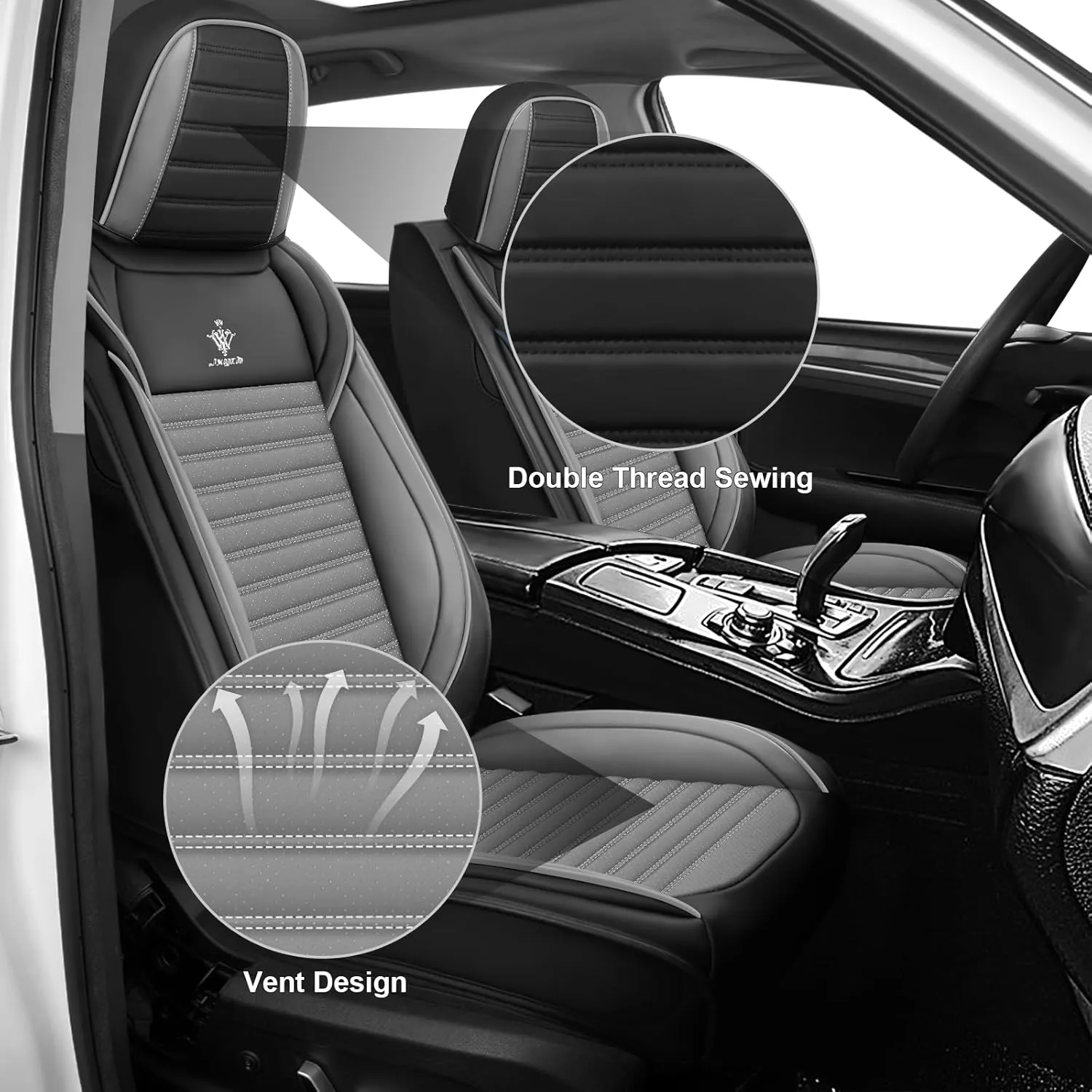 Seat Covers 5 Seats Custom Fit for Buick Regal 2011-2017, Standard Waterproof Car Seat Cover, Breathable and Comfortable Leather Cushion Cover, Auto Interior Accessories (Black Gray)