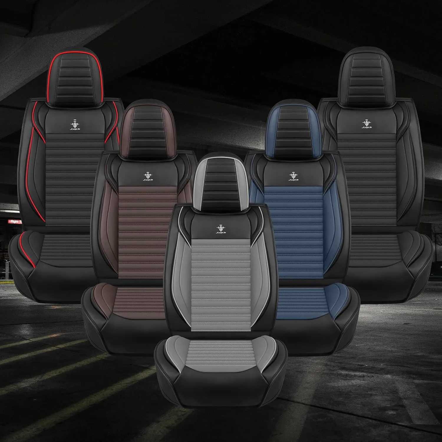 Seat Covers 5 Seats Custom Fit for Buick Regal 2011-2017, Standard Waterproof Car Seat Cover, Breathable and Comfortable Leather Cushion Cover, Auto Interior Accessories (Black Gray)
