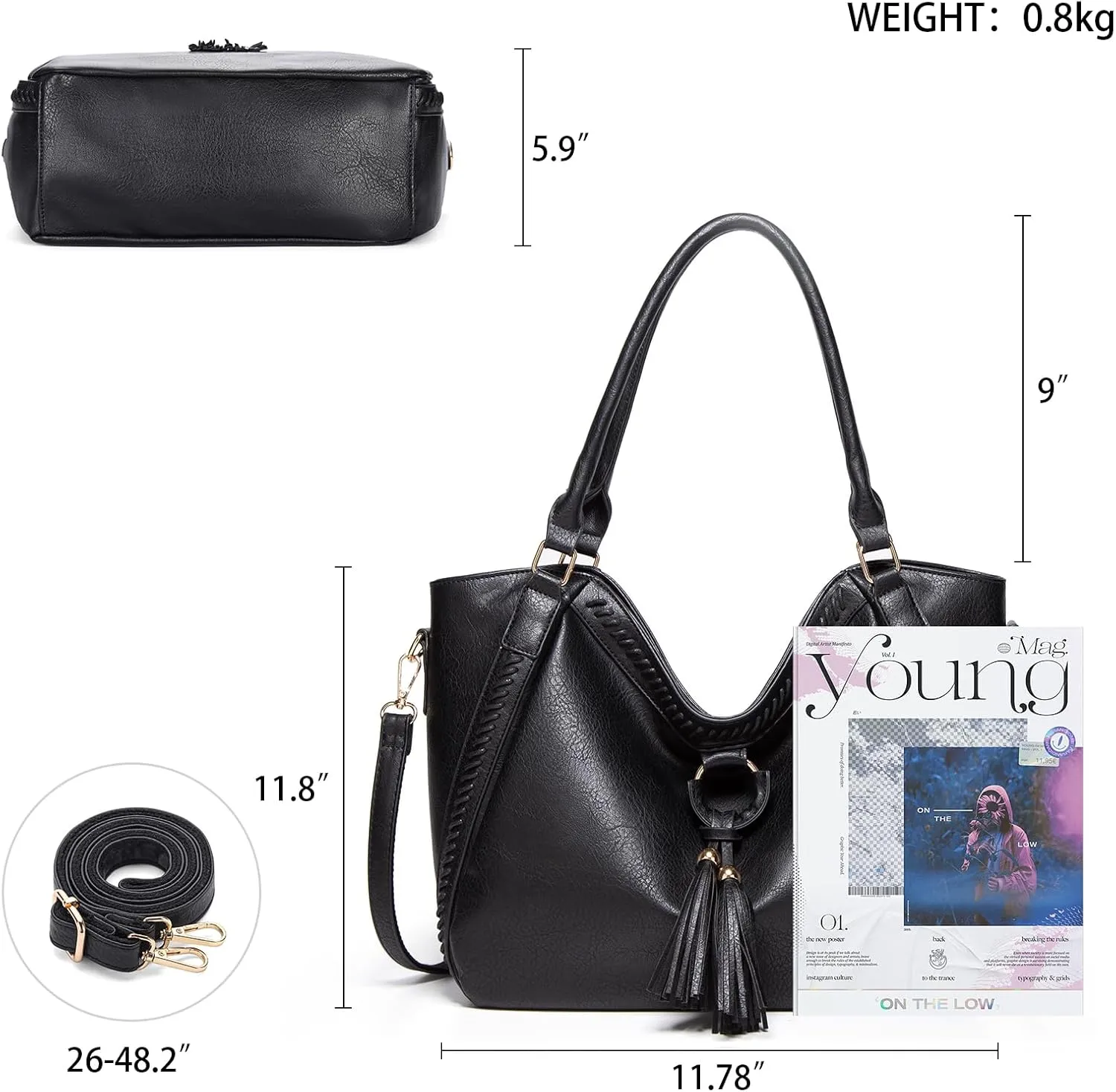 SENDEFN Leather Tote Bag for Women Work Shoulder Bag Large Top Handle Handbags and Ladies Travel Purse with Zipper Pocket