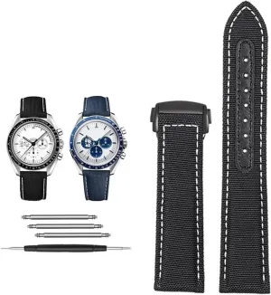 SERDAS 19mm 20mm Canvas Nylon Watchbands For Omega Seamaster 300 Speedmaster AT150 Omega Speedmaster Slubby 310.32 Series Nylon Strap