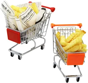 Set of 2 Mini Chip Serving Baskets Mini Snack Baskets Trolley Shape Perfect for Chips, Wedges, Onion Rings, Chicken, Scampi,2pcs