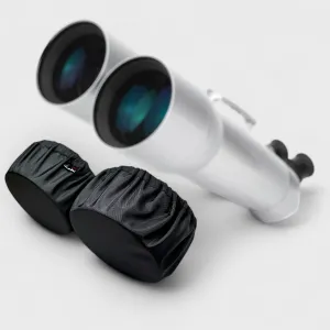 Set of 2 Pieces Dew and Dust Resistant Protective Covers for Binocular Telescope Objective Lenses - Lens and Optics Protection with Elastic Bands and Silicone Stoppers (3 inch), Black