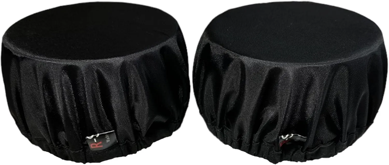 Set of 2 Pieces Dew and Dust Resistant Protective Covers for Binocular Telescope Objective Lenses - Lens and Optics Protection with Elastic Bands and Silicone Stoppers (3 inch), Black