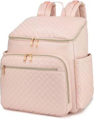seyfocnia Diaper Bag Backpack for Women, Diaper Bag Leather with Stroller Strap Large Opening, Cute Travel Bag for Mom Dad