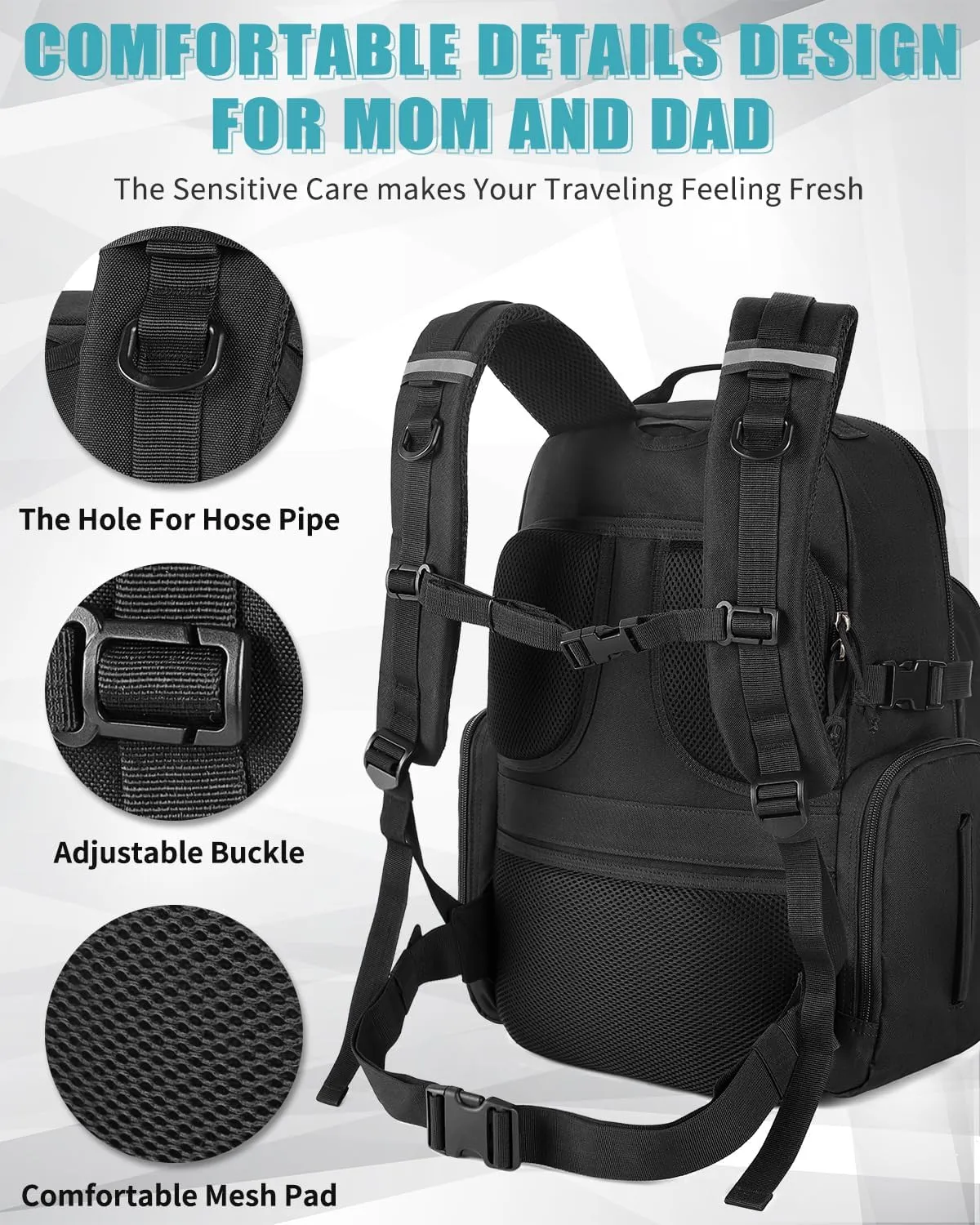 SHARKMOUTH Mens Military Diaper Bag - Tactical Baby Backpack with Insulated Bottle Pouches for Outdoor-Loving Dads - Changing Pad & MOLLE System for Camping, Hiking Travel
