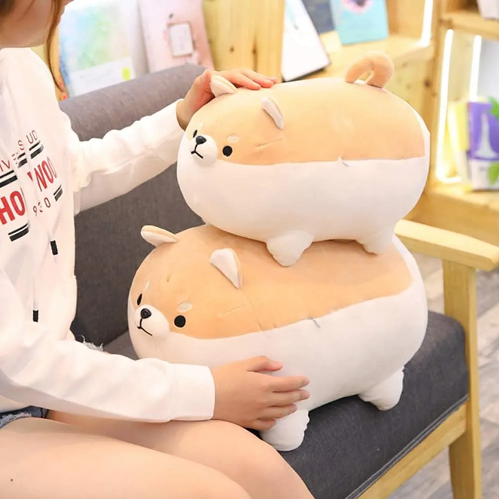 Shiba Inu Dog Plush Pillow - Corgi Shiba Inu Stuffed Animal Toy - Soft Plushie Hugging Pillow Toy Gifts for Valentine, Christmas (Brown, 19.6 inch)