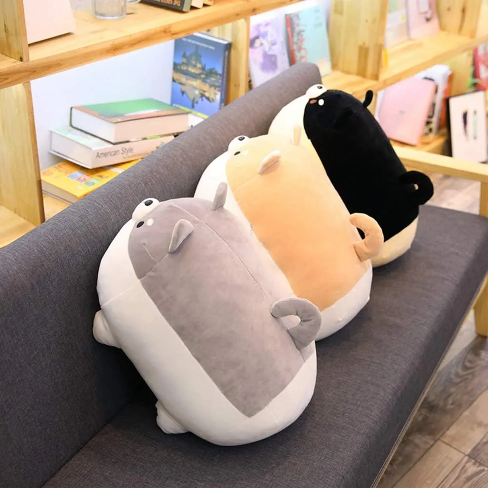 Shiba Inu Dog Plush Pillow - Corgi Shiba Inu Stuffed Animal Toy - Soft Plushie Hugging Pillow Toy Gifts for Valentine, Christmas (Brown, 19.6 inch)