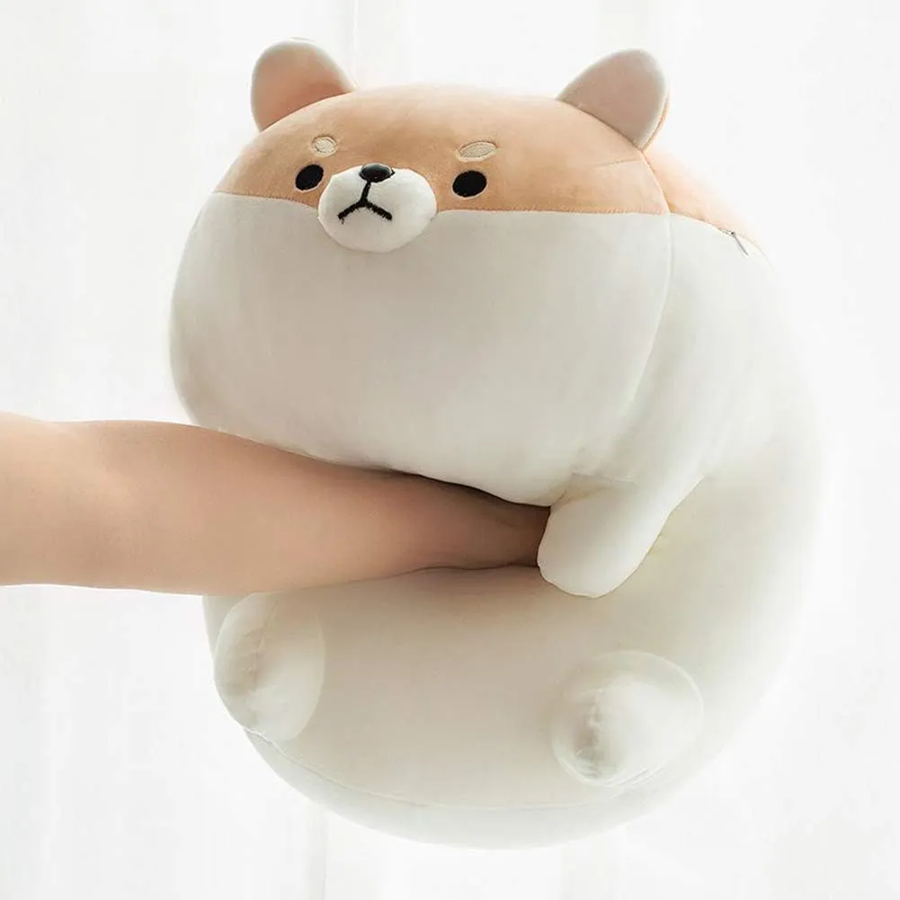 Shiba Inu Dog Plush Pillow - Corgi Shiba Inu Stuffed Animal Toy - Soft Plushie Hugging Pillow Toy Gifts for Valentine, Christmas (Brown, 19.6 inch)