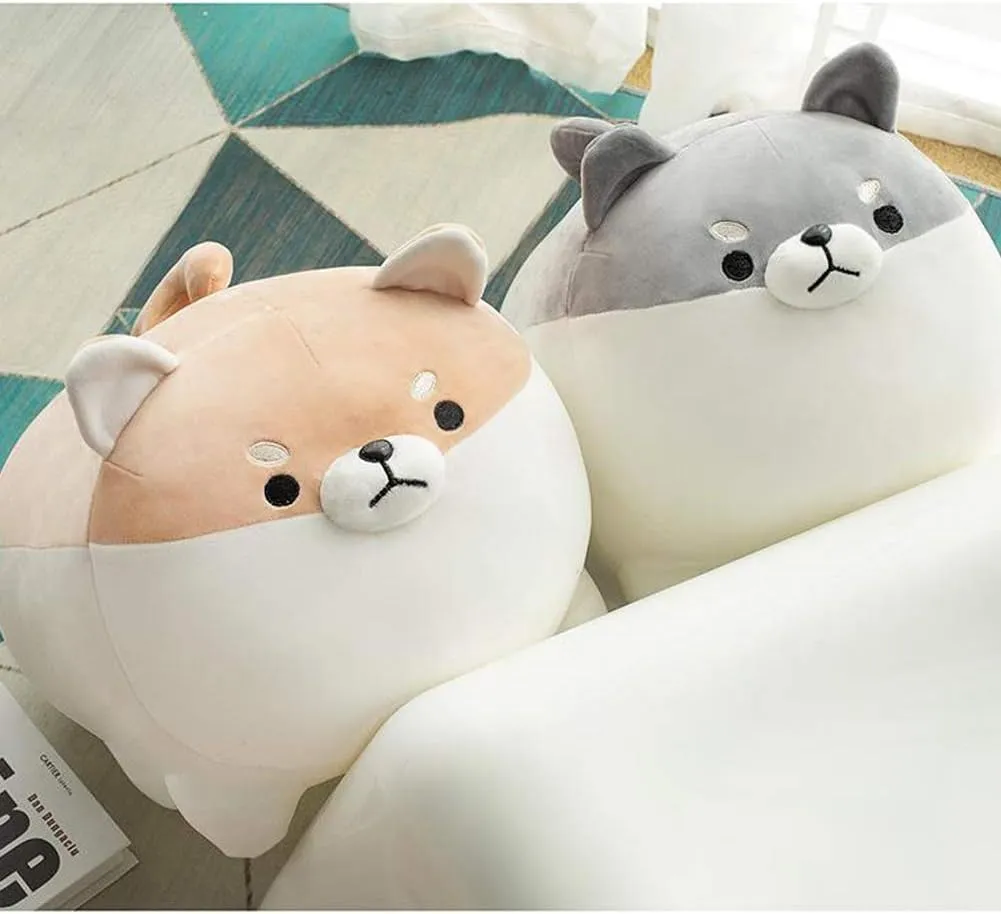 Shiba Inu Dog Plush Pillow - Corgi Shiba Inu Stuffed Animal Toy - Soft Plushie Hugging Pillow Toy Gifts for Valentine, Christmas (Brown, 19.6 inch)