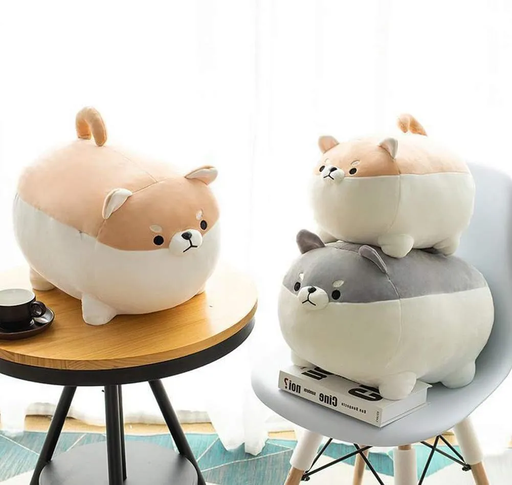 Shiba Inu Dog Plush Pillow - Corgi Shiba Inu Stuffed Animal Toy - Soft Plushie Hugging Pillow Toy Gifts for Valentine, Christmas (Brown, 19.6 inch)