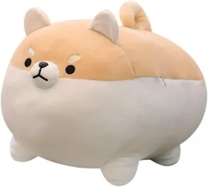 Shiba Inu Dog Plush Pillow - Corgi Shiba Inu Stuffed Animal Toy - Soft Plushie Hugging Pillow Toy Gifts for Valentine, Christmas (Brown, 19.6 inch)