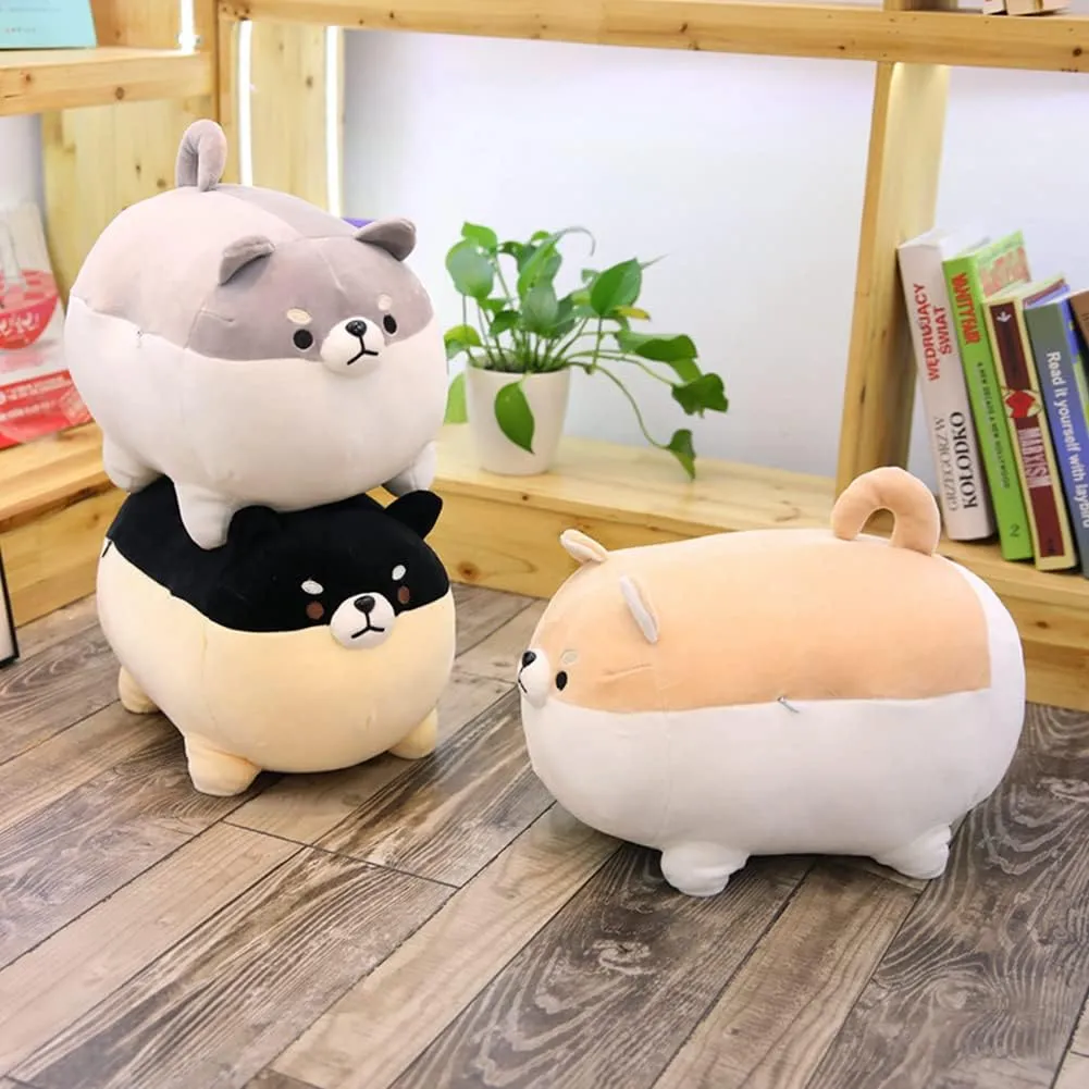 Shiba Inu Dog Plush Pillow - Corgi Shiba Inu Stuffed Animal Toy - Soft Plushie Hugging Pillow Toy Gifts for Valentine, Christmas (Brown, 19.6 inch)