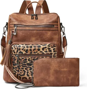 Shrrie Backpack Purse for Women Leather Backpack Fashion Designer Travel Backpack Convertible Shoulder Bag