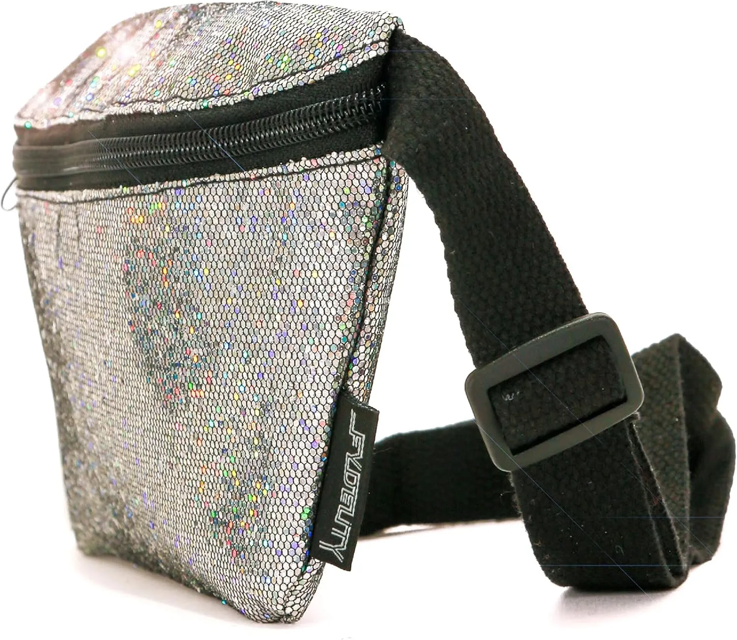 Silver Fanny Packs for Women– Cute Rave Fanny Pack Festival Belt Bag, Small Cross Body Hip Bag, Sparkly Sequin Crossbody Waist Pack, Holographic Glitter Travel Purse, Bling Bumbag for Concert