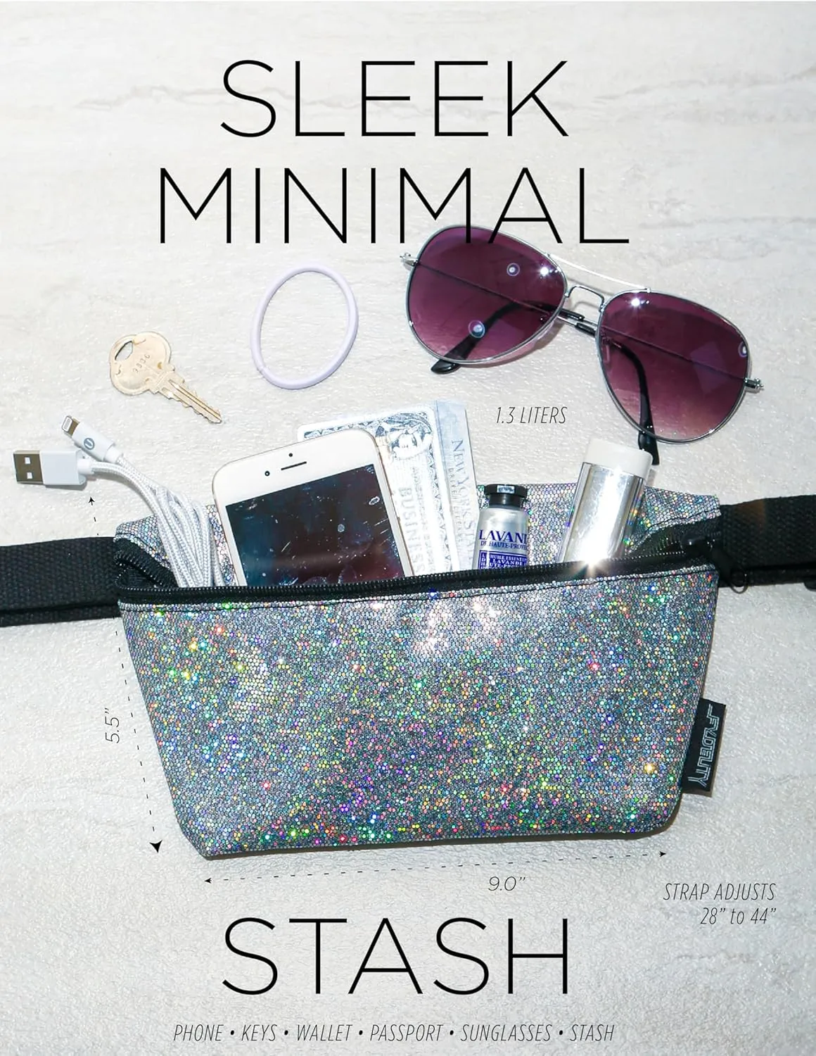 Silver Fanny Packs for Women– Cute Rave Fanny Pack Festival Belt Bag, Small Cross Body Hip Bag, Sparkly Sequin Crossbody Waist Pack, Holographic Glitter Travel Purse, Bling Bumbag for Concert