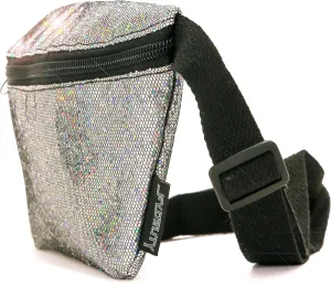 Silver Fanny Packs for Women– Cute Rave Fanny Pack Festival Belt Bag, Small Cross Body Hip Bag, Sparkly Sequin Crossbody Waist Pack, Holographic Glitter Travel Purse, Bling Bumbag for Concert