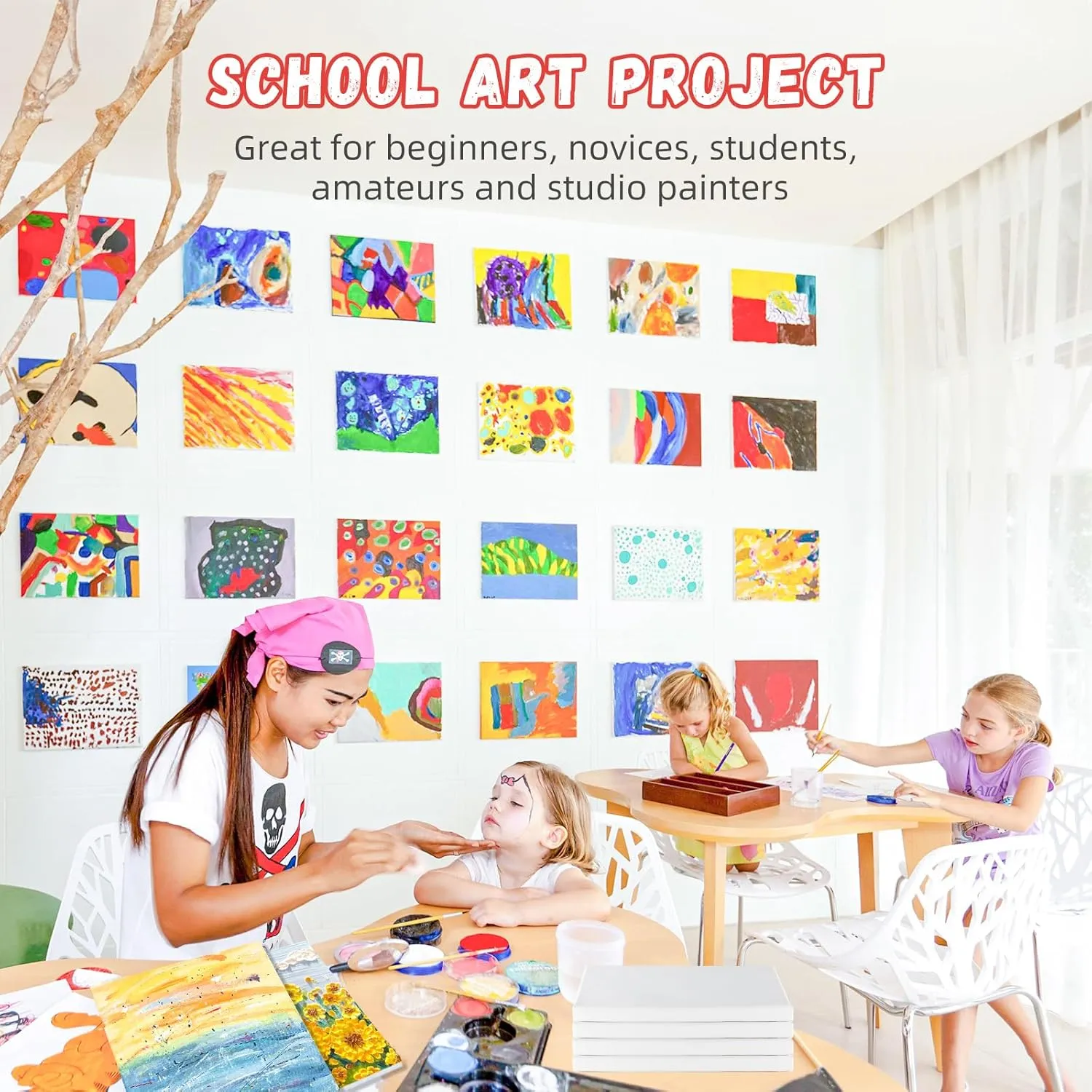Simetufy 8x10 Inch Stretched Canvas for Painting, 10 Pack 100% Cotton Professional Blank Art Canvas Using Acrylic Paint or Oil (Pre-Primed)