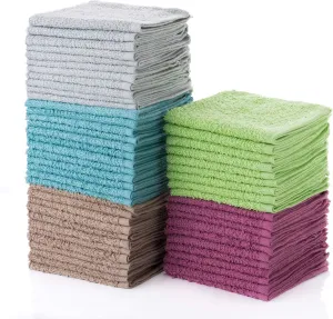 SIMPLI-MAGIC Cotton Washcloths, Multi Color Towel Set (400 Pack Full Case)