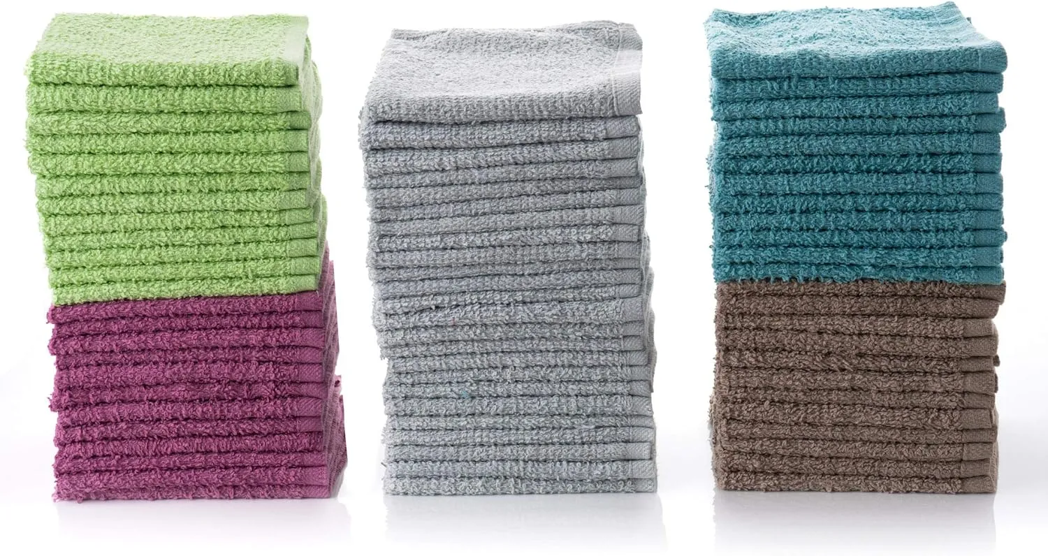 SIMPLI-MAGIC Cotton Washcloths, Multi Color Towel Set (400 Pack Full Case)