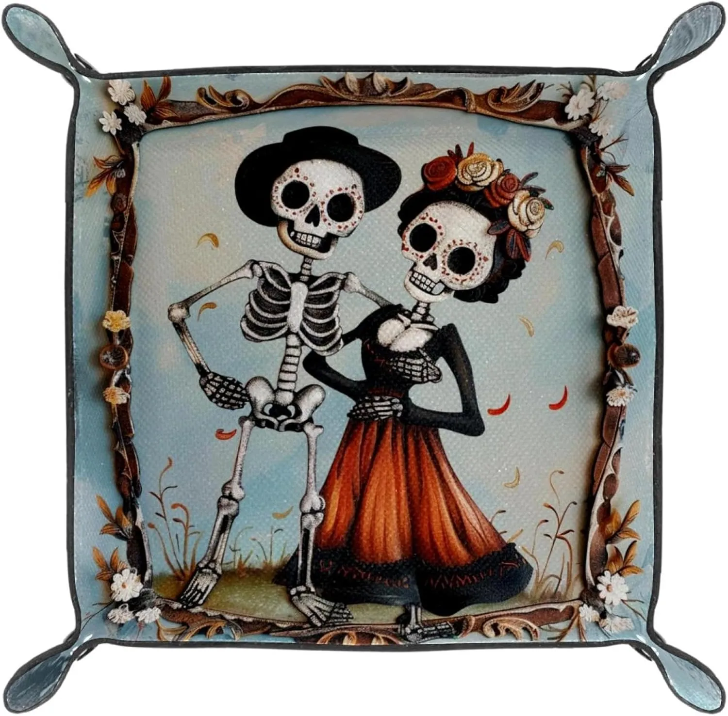 Skull Lover Photo Frame Stacking Jewelry Organizer Trays, Desk Drawer Organizer Tray, Earring Tray, Bracelet Tray, Ring Storage Tray, Women & Girls