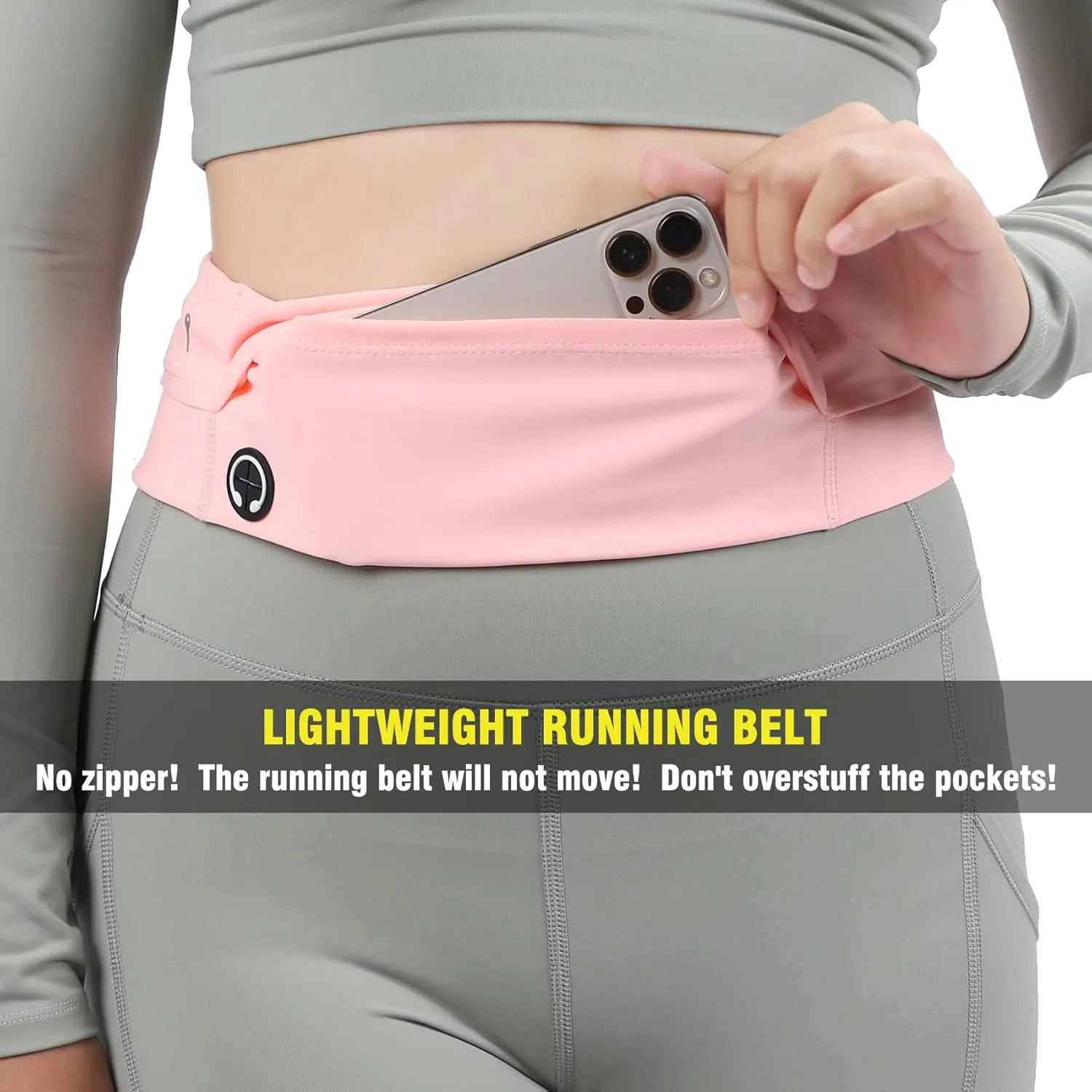 Slim Running Belt for Women and Men - Waterproof Phone Belt Bag, Flip Belt for Jogging, Walking, and Travel - Running Waist Pack for Phone, Perfect Holiday Gift (Pink)