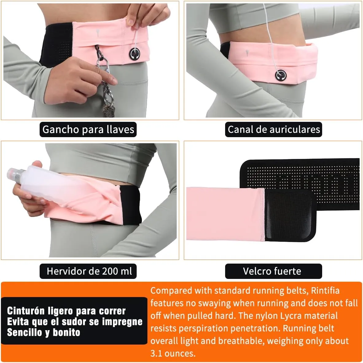 Slim Running Belt for Women and Men - Waterproof Phone Belt Bag, Flip Belt for Jogging, Walking, and Travel - Running Waist Pack for Phone, Perfect Holiday Gift (Pink)