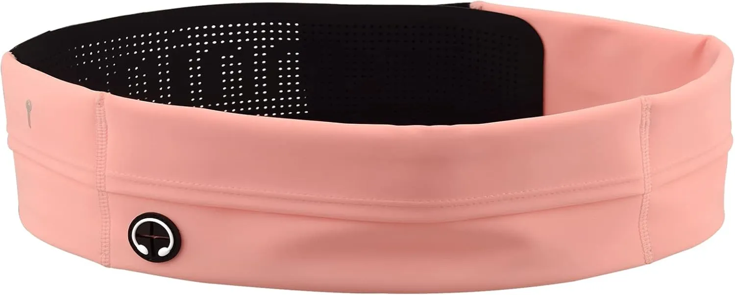 Slim Running Belt for Women and Men - Waterproof Phone Belt Bag, Flip Belt for Jogging, Walking, and Travel - Running Waist Pack for Phone, Perfect Holiday Gift (Pink)