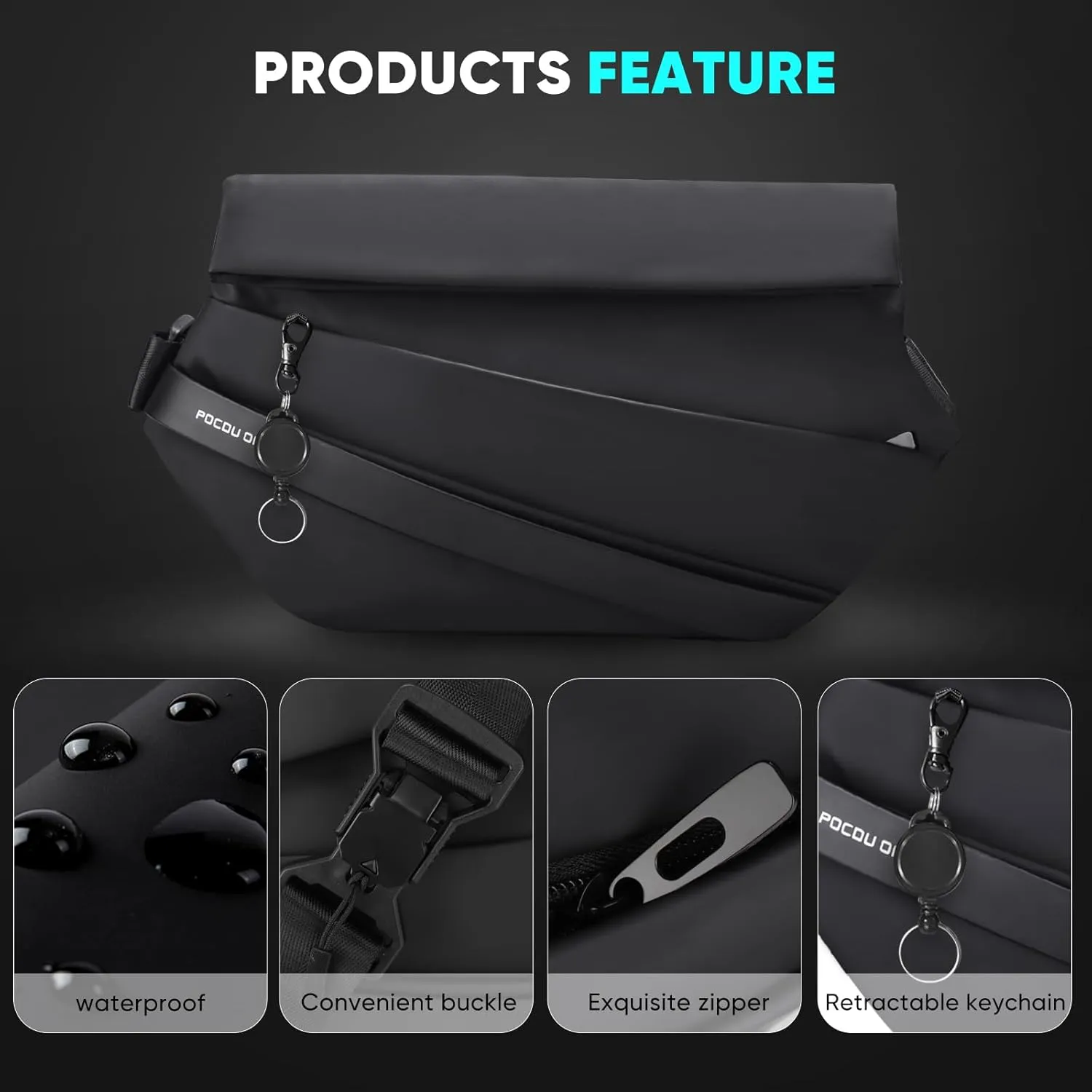 Sling Bag – Waterproof Synthetic Leather Crossbody Bag with Quick-Release Magnetic Buckle, Fits 10.9" iPad & 13/14" MacBook