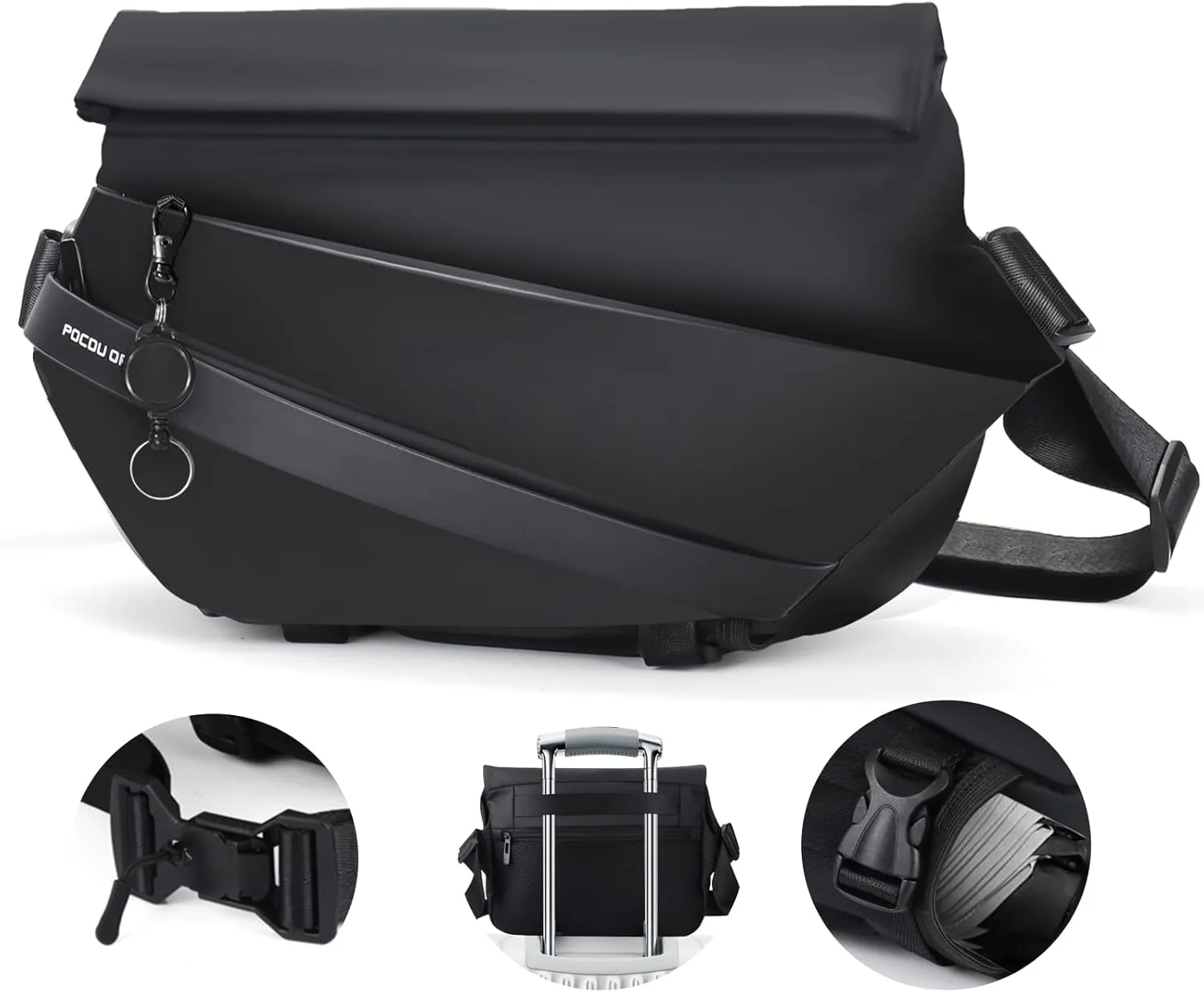 Sling Bag – Waterproof Synthetic Leather Crossbody Bag with Quick-Release Magnetic Buckle, Fits 10.9" iPad & 13/14" MacBook
