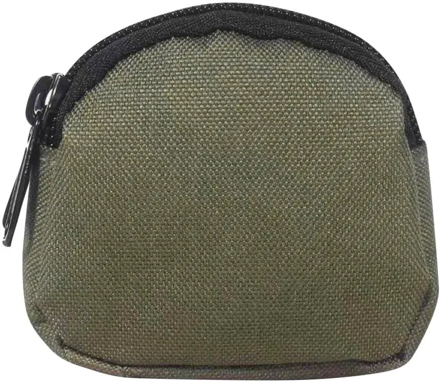 Small Coin Purchase Keychain, Round Tactical Pouch Military Gear Mini Molle Key Wallet Holder Men Coin Purses Zipper Outdoor Pocket for Camping Hunting (Army Green)