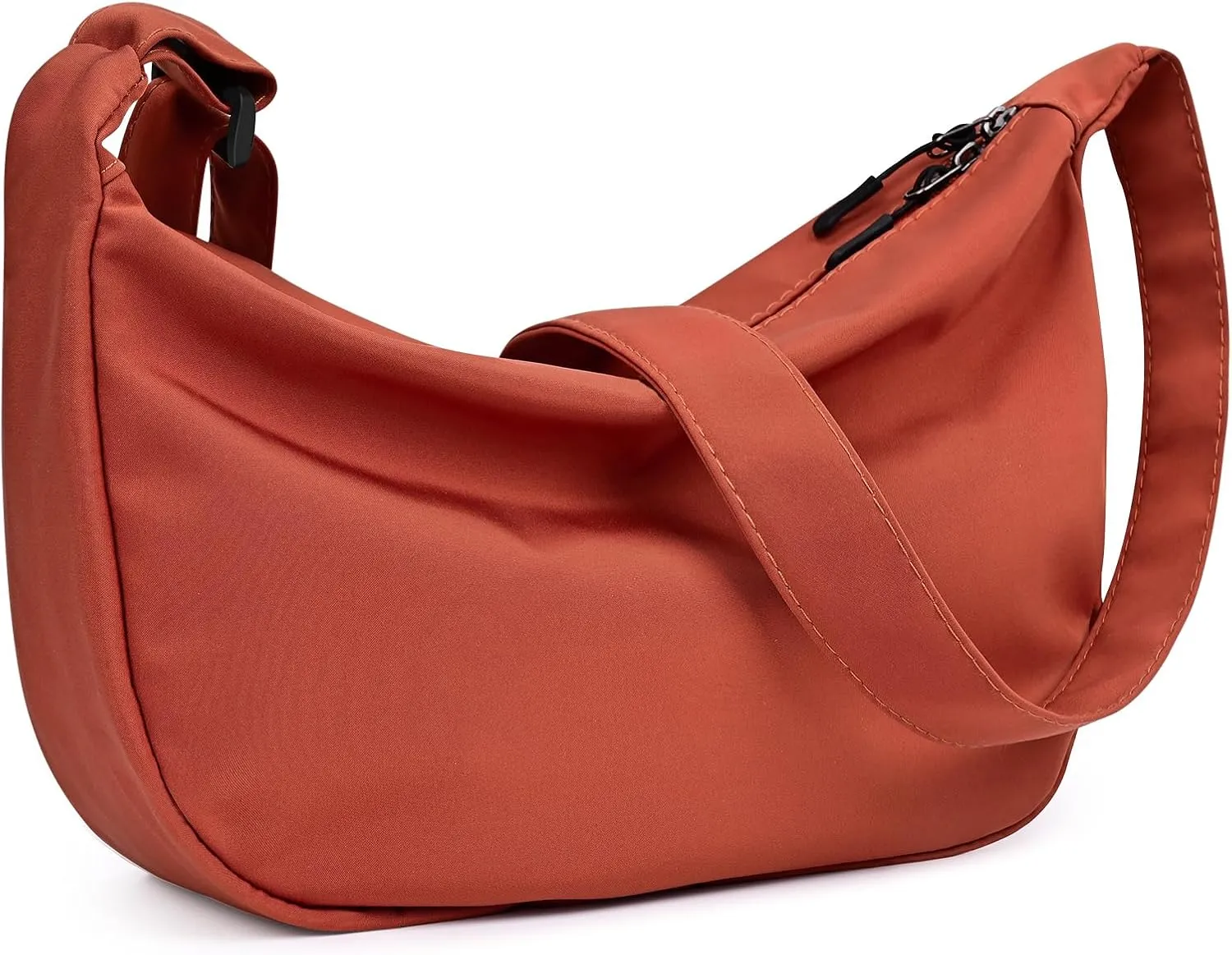 Small Sling Crossbody Bag for Women Men Trendy, Mini Crescent Bag with Adjustable Strap, 2 Zippers Lightweight Nylon Bag