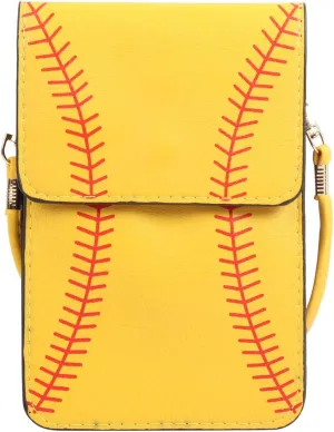 Small Travel Purse Pouch Bag - Crossbody Strap Wallet Smartphone Touchscreen Case Ball Sports Game, Animal, American Flag