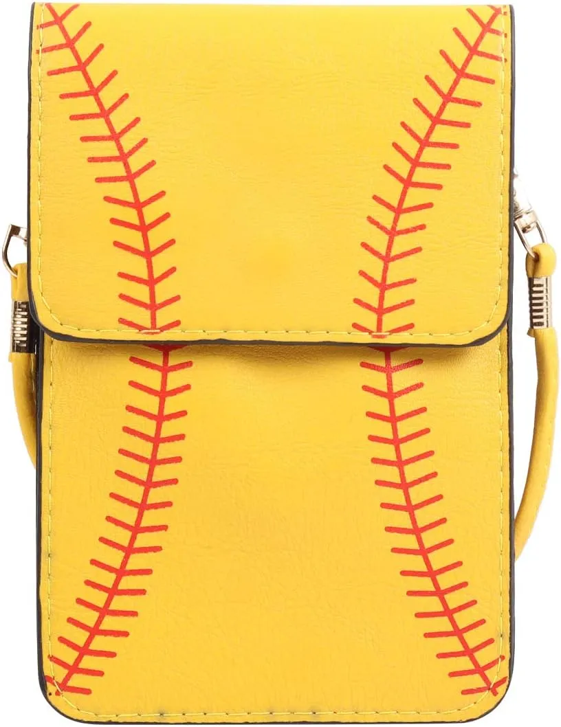 Small Travel Purse Pouch Bag - Crossbody Strap Wallet Smartphone Touchscreen Case Ball Sports Game, Animal, American Flag