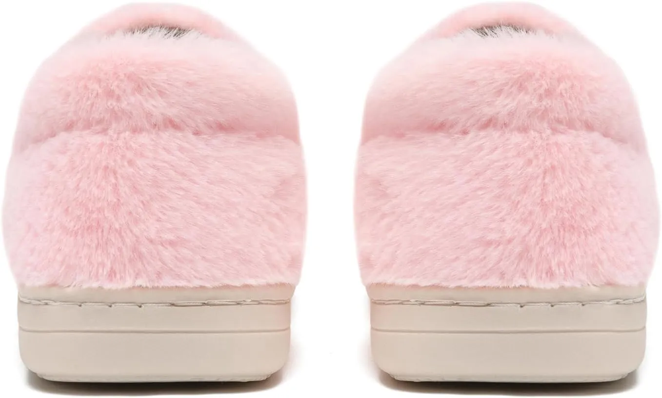 Smile Face Slippers,Retro Soft Plush Smile Fleece Lined House Shoes for Women Fuzzy Memory Foam Closed Back Slippers Anti Skid TPR Soft Sole