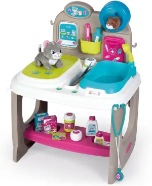 Smoby - Veterinary Center with Care Area and Bath Area, Includes Kitten and Plush Hamster, 18 Accessories, Suitable from 3 Years