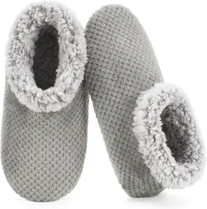 Soft Fuzzy Slippers for Women Indoor, Warm Furry House Sock Shoes Fluffy Lined, Bedroom Booties Non-Slip Gripper Soles, Winter Cozy Christmas Gifts
