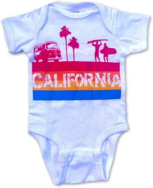 Sol Baby California 4 Color Stripe White Bodysuit - Unisex Baby Summer, Short Sleeve Romper for Newborns, Infants & Babies