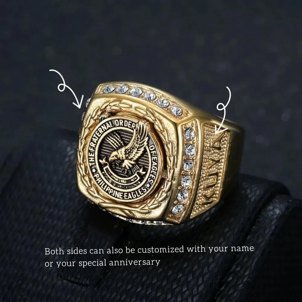 Solid 10K 14K 18K Gold Gemstone Men Rings, Eagle Men Gold Rings, Multi Stone- Ruby, Amethyst, Emerald, Sapphire, Black Onyx, Moissanite, Size 5-15
