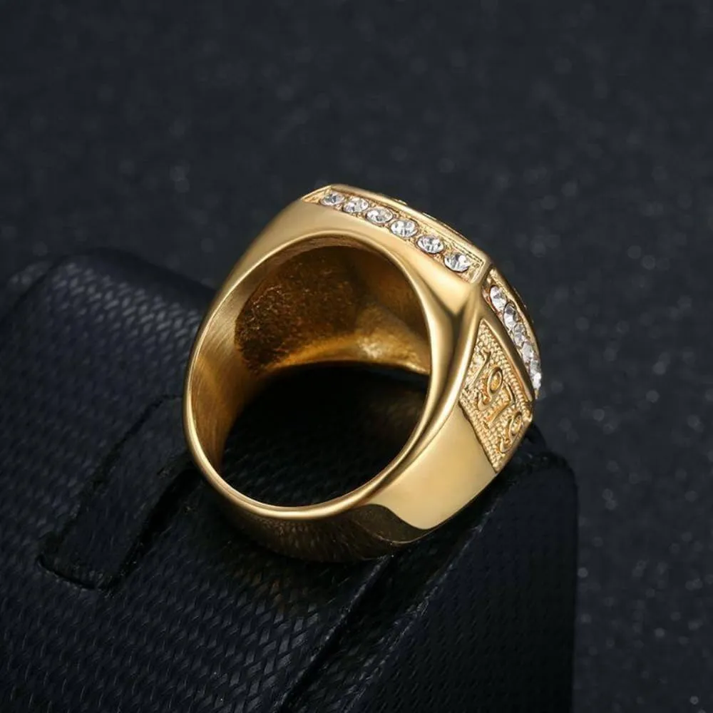 Solid 10K 14K 18K Gold Gemstone Men Rings, Eagle Men Gold Rings, Multi Stone- Ruby, Amethyst, Emerald, Sapphire, Black Onyx, Moissanite, Size 5-15