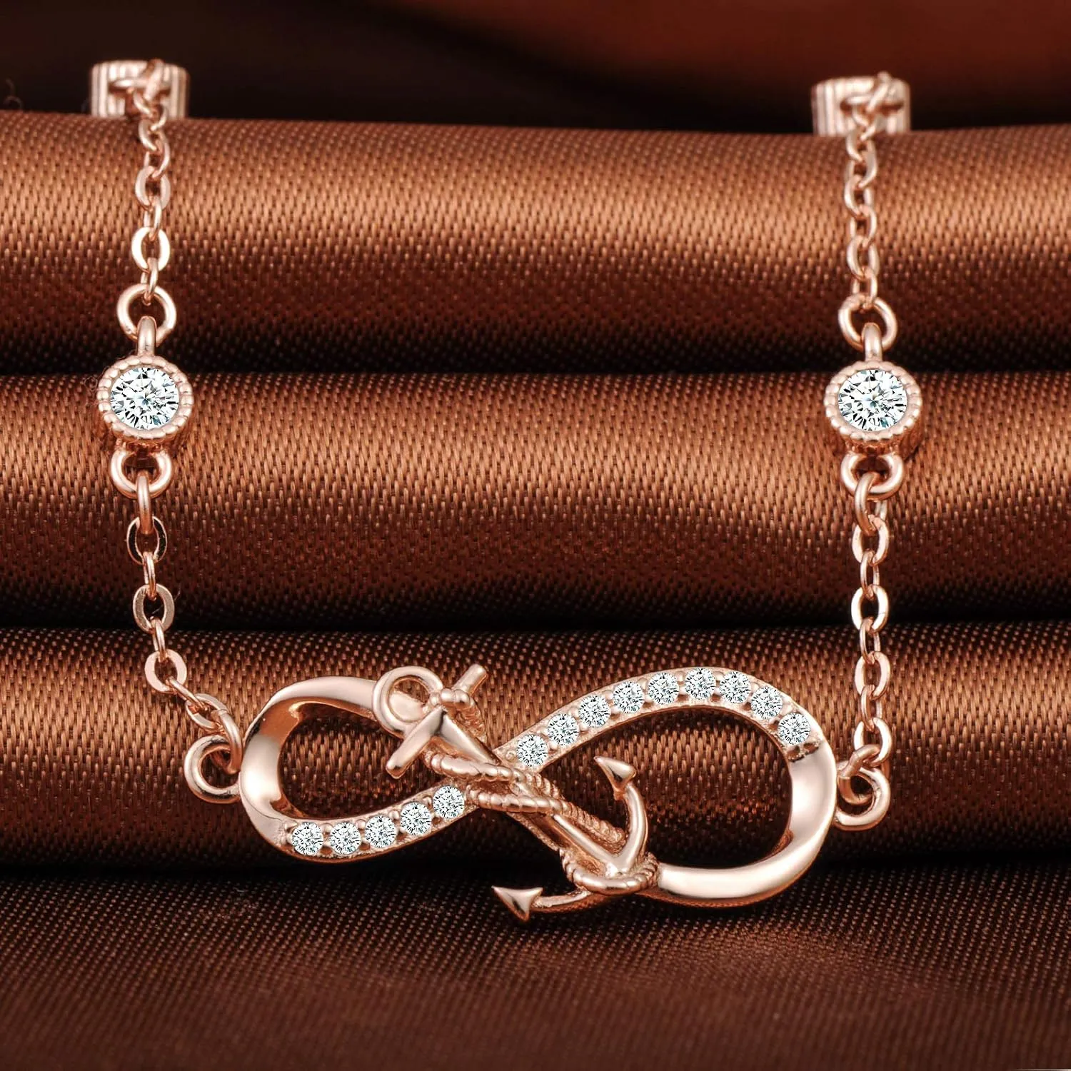 Solid 925 Silver Anchor Winding Infinity Symbol Earrings Bracelet Necklace