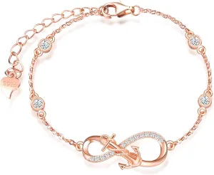 Solid 925 Silver Anchor Winding Infinity Symbol Earrings Bracelet Necklace