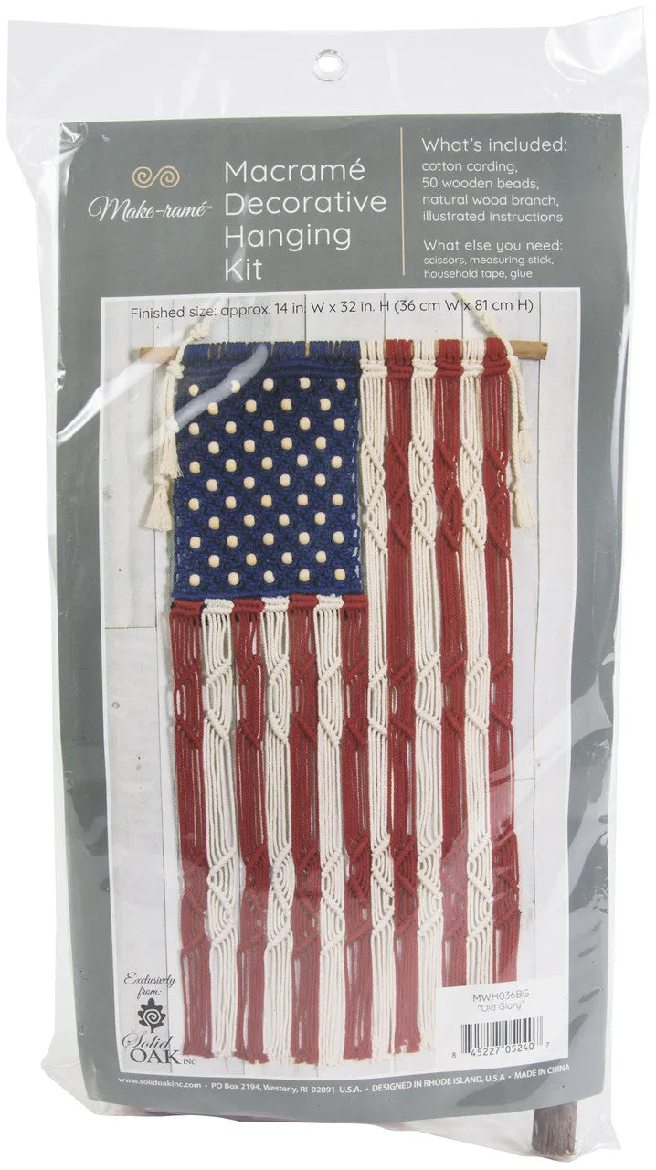 Solid Oak Macrame Decorative Hanging Kit - Old Glory