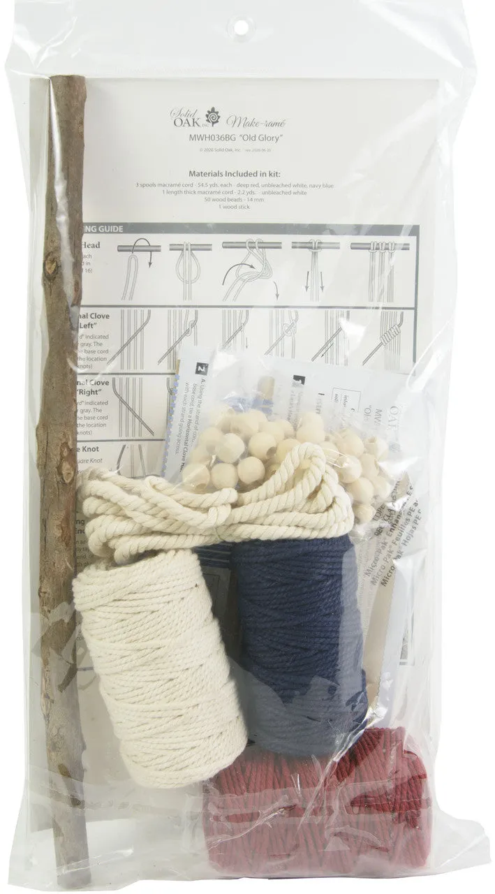 Solid Oak Macrame Decorative Hanging Kit - Old Glory
