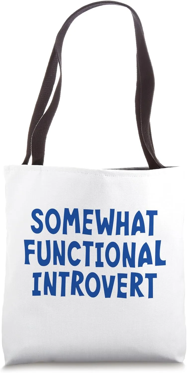 Somewhat Functional Introvert - Blue Lettering Tote Bag