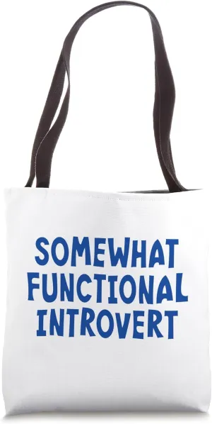 Somewhat Functional Introvert - Blue Lettering Tote Bag