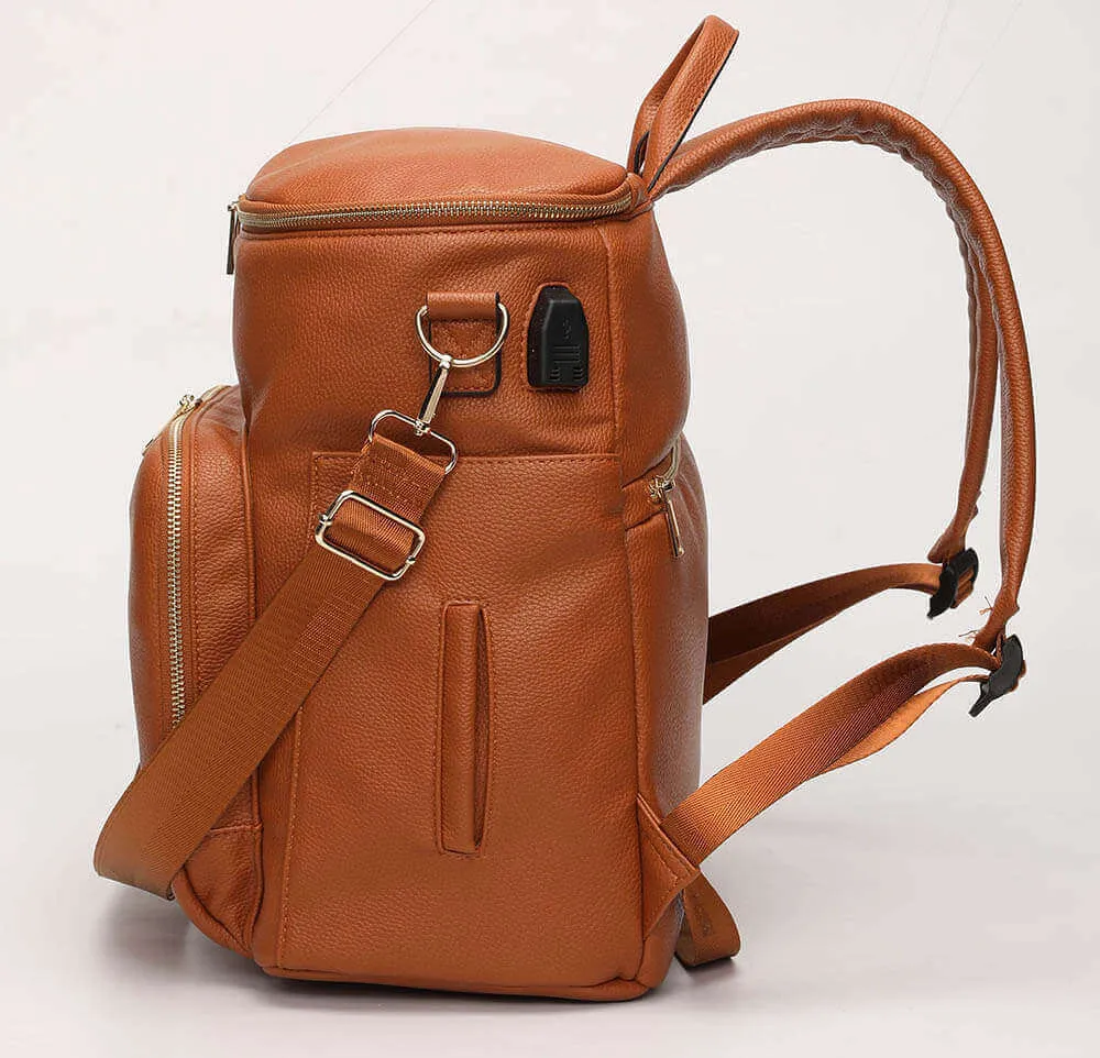 SophisticaMom™ Leather Diaper Bag & Accessories