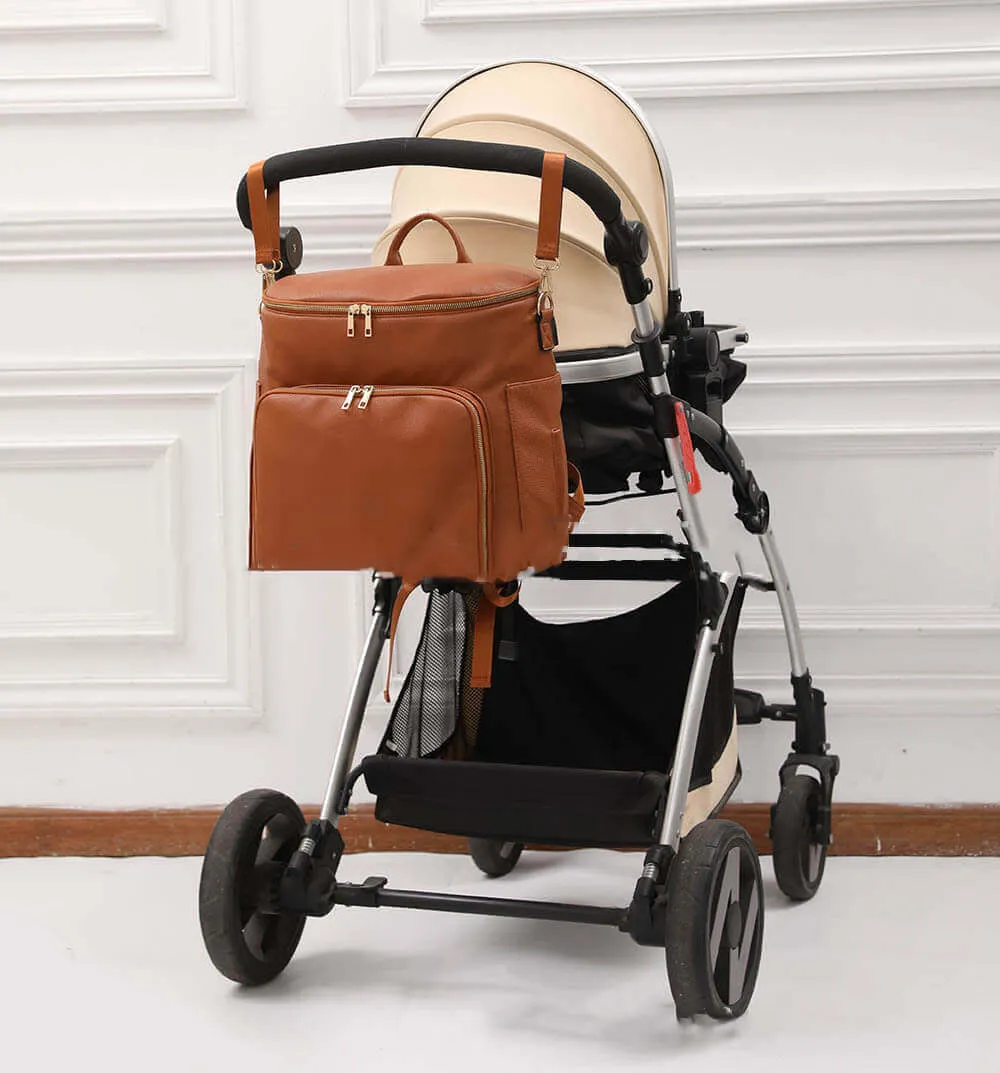 SophisticaMom™ Leather Diaper Bag & Accessories