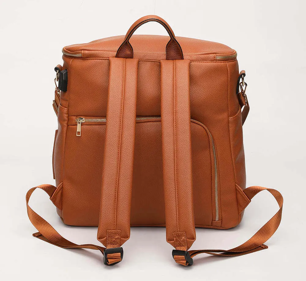SophisticaMom™ Leather Diaper Bag & Accessories