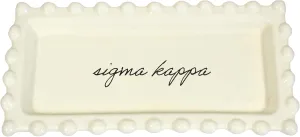 Sorority Shop Sigma Kappa Jewelry Dish - Rectangular Gloss Finish Ceramic tray with Sorority Name in Cursive Script, Multi-Function Ceramic Ring Dish, Ideal for Jewelry and Keys